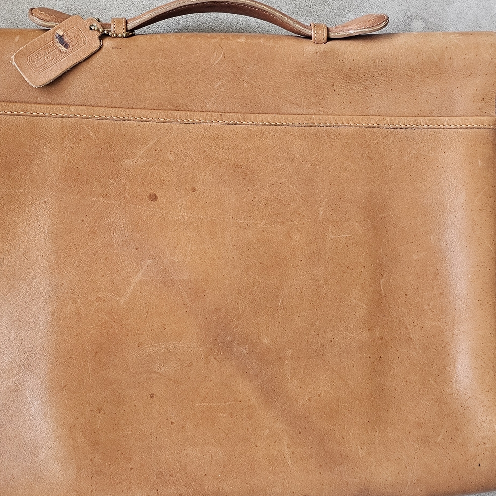 Coach Tan Leather Briefcase with Minimalist Design - Picture 3 of 7